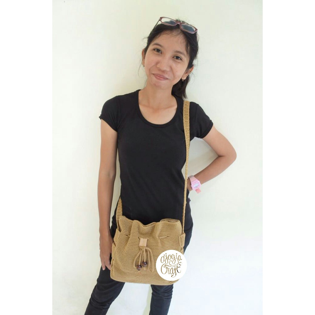 Djecraft Tas Rajut Serut Buket - Cream