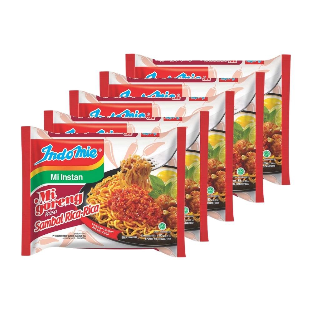 

5PCS Indomie Goreng Sambal Rica Rica Pedas Mie Instan Goreng Rasa Sambal Rica Rica - 5pcs x 85gr