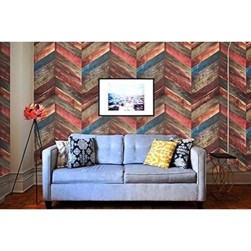 Wallpaper Sticker Dinding Kayu Vintage Panah 10mx45cm