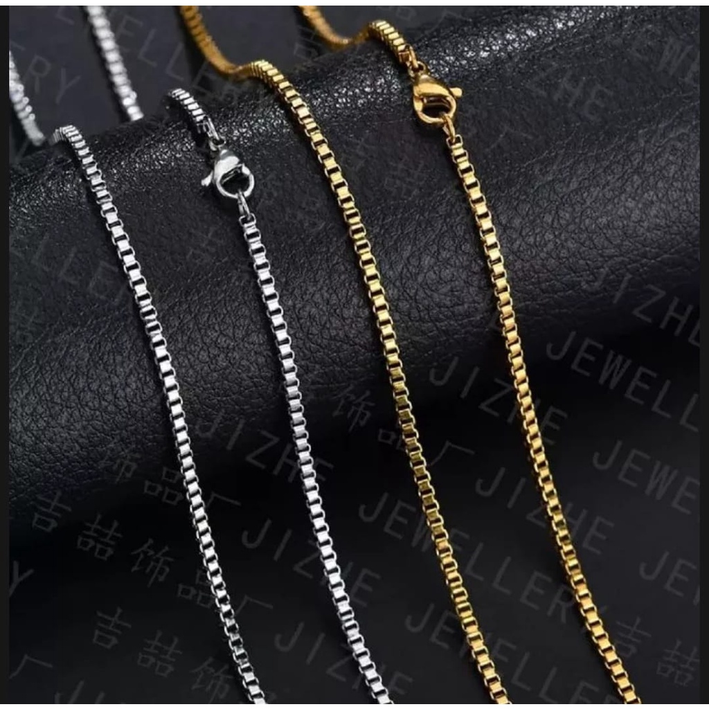 KALUNG TITANIUM EMAS/HITAM/SILVER PRIA DAN WANITA MODEL ITALI TERLARIS TERMURAH