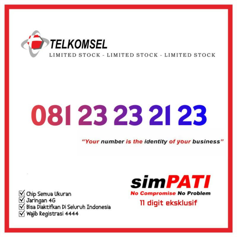 nomor cantik telkomsel simpati 11 digit 23232123