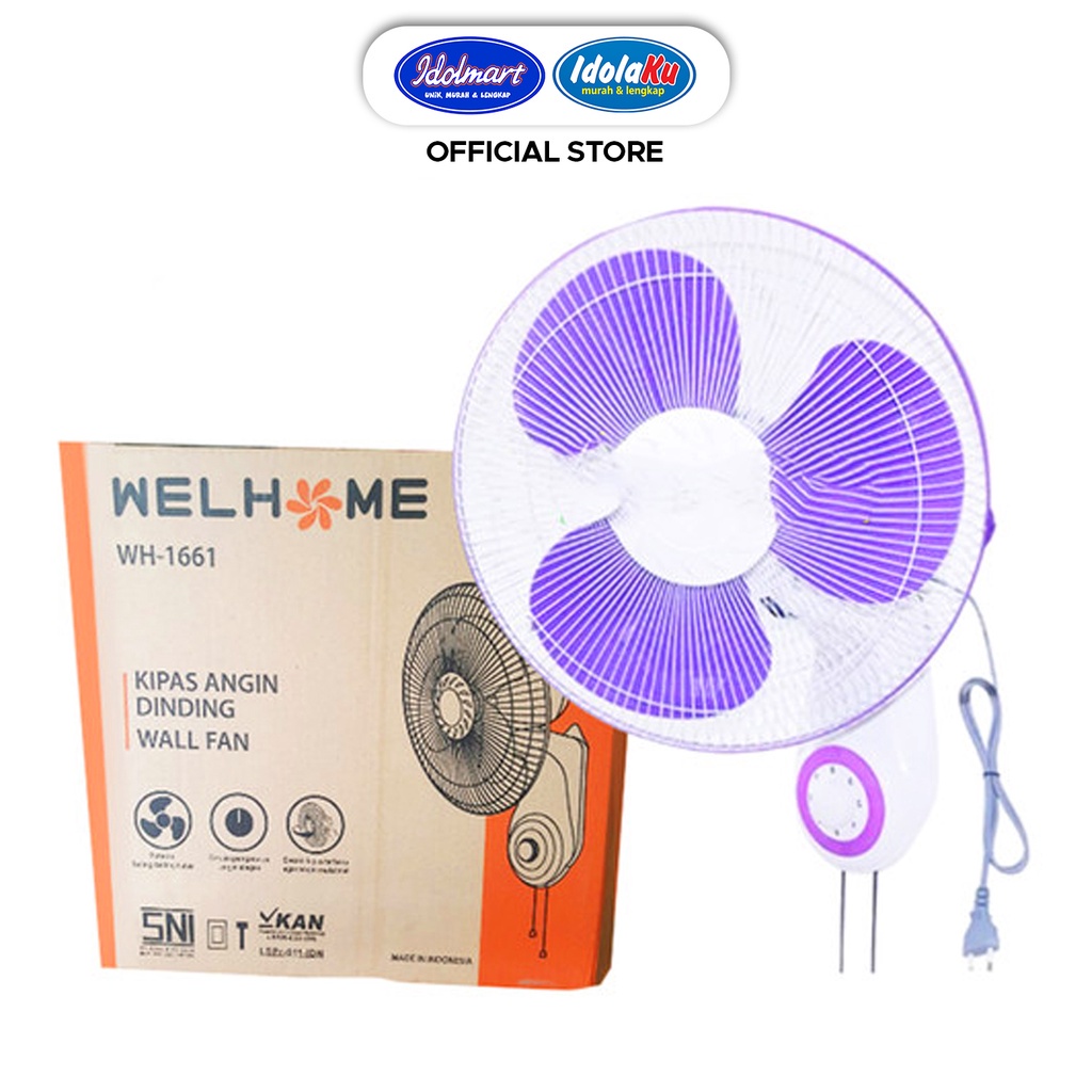 IDOLMART Kipas Angin Dinding Welhome 16 Inch Wall Fan WH-1661 Murah Surabaya