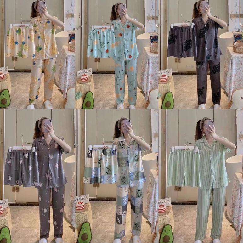 Setelan Piyama Import 3 in 1 Korea Piyama Wanita Dewasa import piyama  1J3