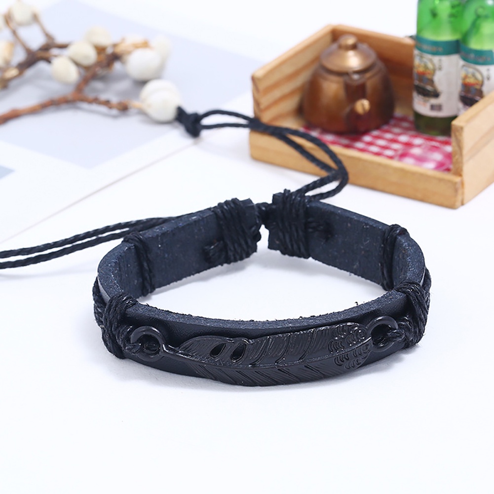 Hu Hu Hu Hu Hu Alat Bantu Pasang Kacamata♡ Gelang Tali Kulit Imitasi Adjustable Untuk Pria