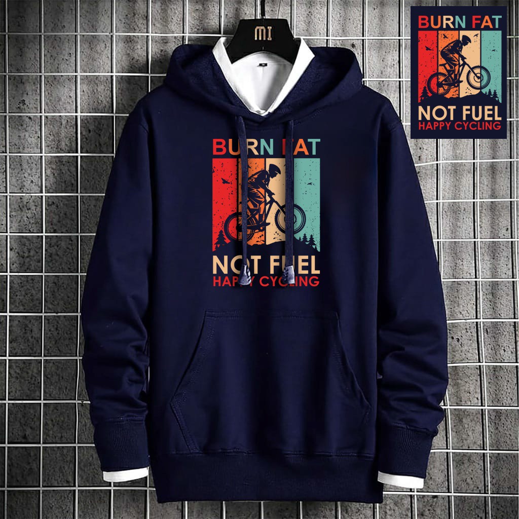 INDOSAN-SWEATER HOODIE BURN FAT-HOODIE DISTRO BAHAN FLEECE MOTIF GAMBAR DTF PRINTING-REAL PICT-BISA COD