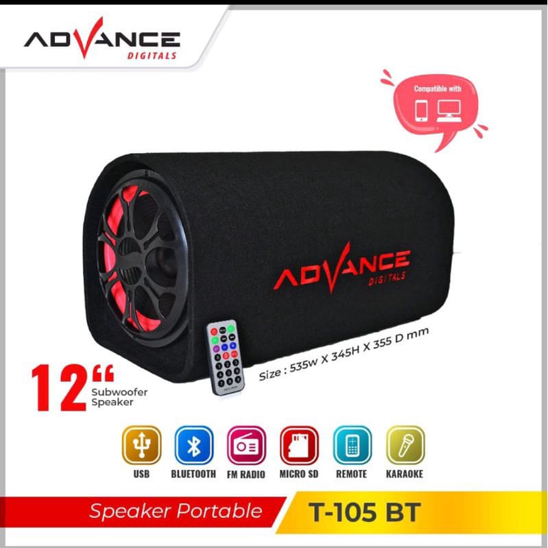 Speaker 12 inchi Speaker Advance T105 BT Bluetooth