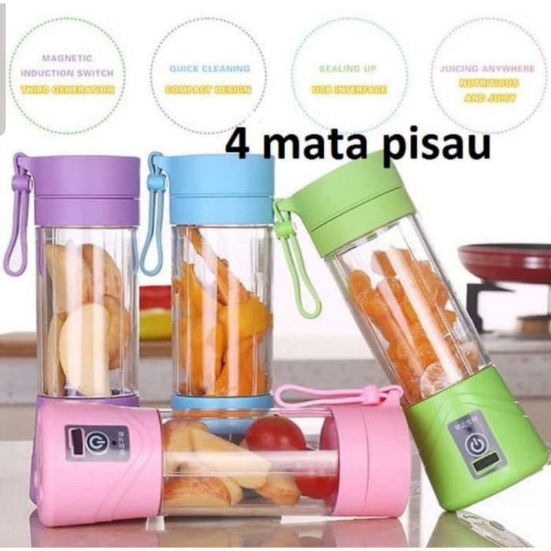 Blender Jus Buah Mini Portable Usb Blender Juice 4 pisau