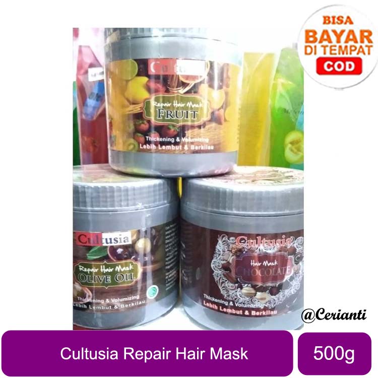 CULTUSIA Repair Hair Mask | Masker Rambut 500GR | 500ml | Chocolate | Olive Oil | Fruit | Coklat | Buah_Cerianti