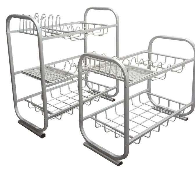 Sale Rak Piring Full Aluminium Susun 2 / Rak Piring Wastafel