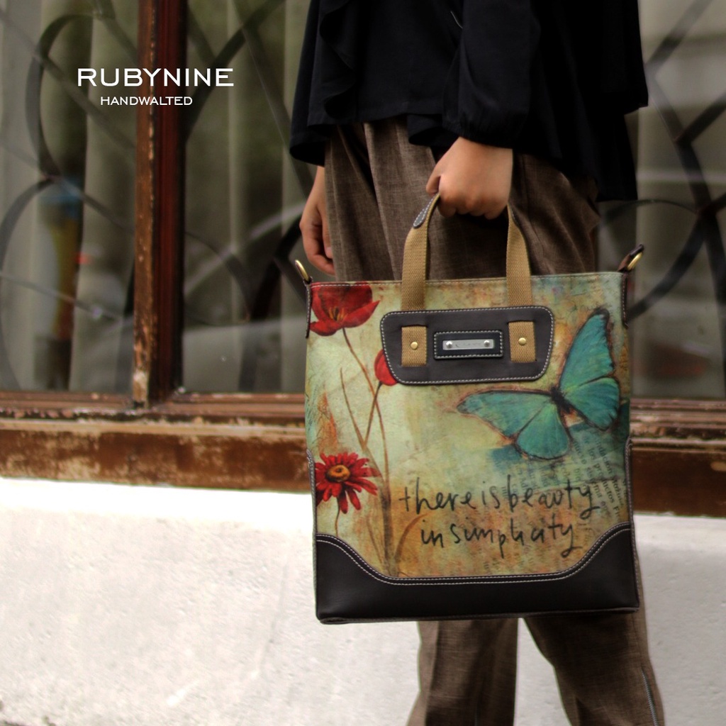 Tas Jinjing Wanita Handle Bag Motif Printing Bahan Kanvas Original - Sigana Ruby Nine