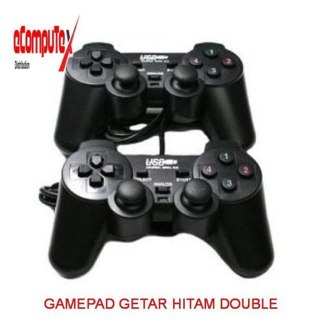 GAMEPAD DOUBLE BLACK GETAR TURBO JOYSTICK ANALOG CONTROLLER