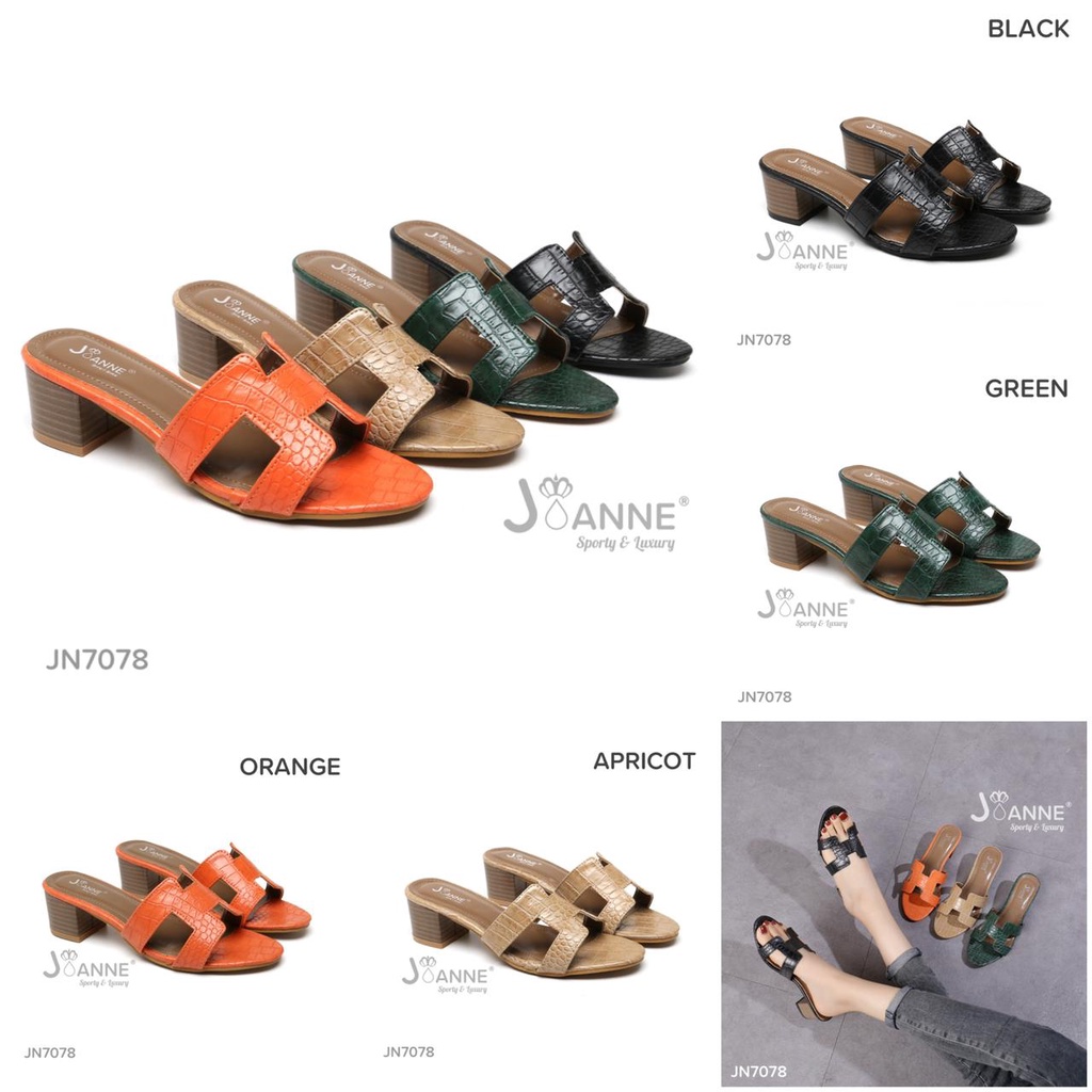 JOANNE Chunky Mules Heels Starps Shoes #JN7078 ORIGINAL