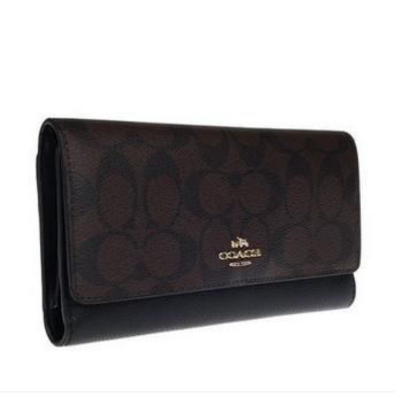 Coach Long Wallet Trifold Wallet In Signature Canvas(F53763)