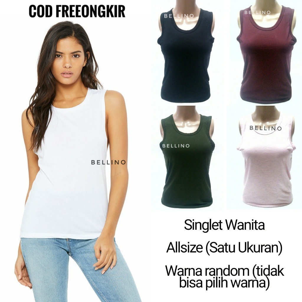 Singlet Wanita Tanktop Murah Kaos Dalaman Cewek Tangtop Olahraga Warna Random U Line Allsize Jumbo