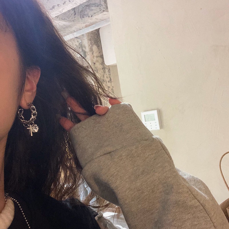 Anting Tusuk Gantung Desain Salib Gaya Simpletrendy Untuk Wanita