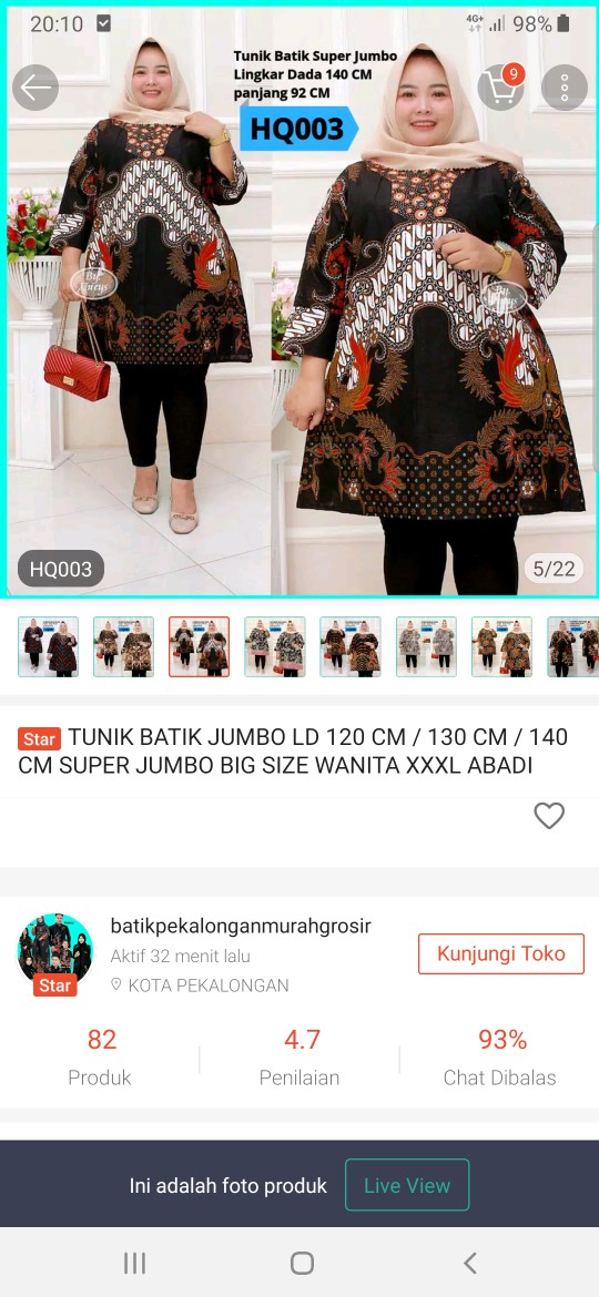 Tunik Batik Jumbo Ld 120 Cm / 130 Cm / 140 Cm Super Jumbo Big Size Wanita Xxxl Abadi Batik Original