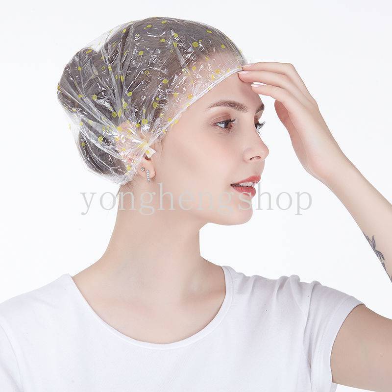 50 Pcs / set Topi Shower Cap Elastis Flexible Sekali Pakai Bahan Plastik Tahan Lama Anti Air Untuk Spa