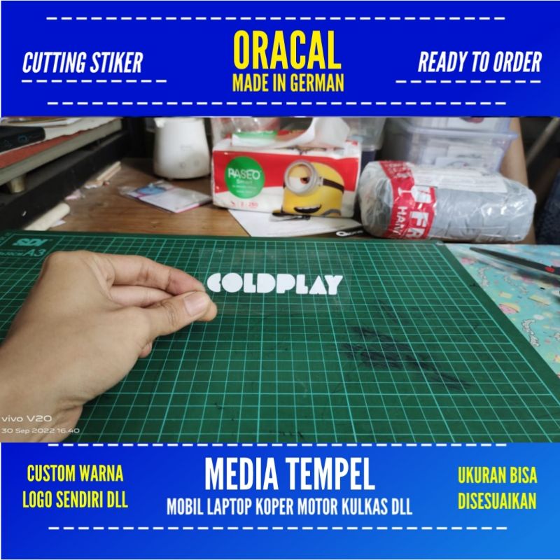 STIKER COLDPLAY STICKER CUTTING TRANSPARAN BAHAN ORACAL