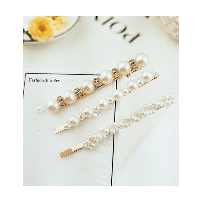 LRC Anting Tusuk Fashion Three-piece Suit Alloy Inlaid Pearl Hairpin F5735X