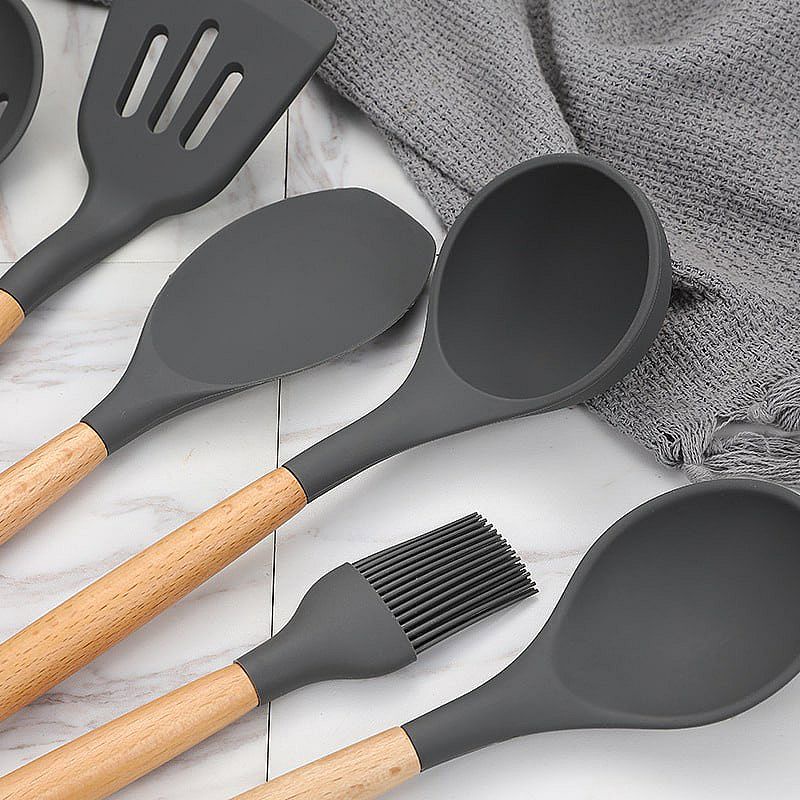 Kitchen Utensils Spatula Sodet Tools Silicone &amp; Beech Peralatan Masak IL172a IDEALIFE