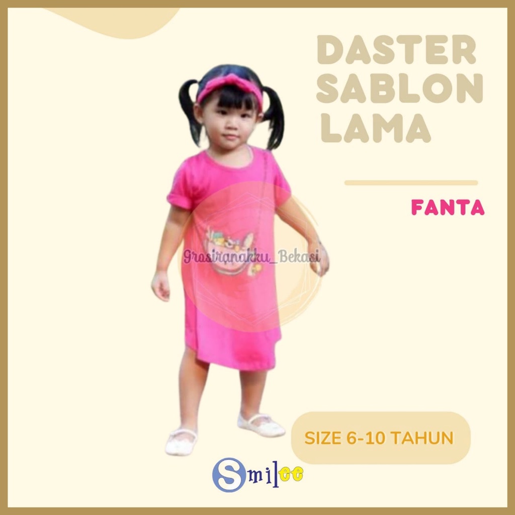 Daster Anak Smile Sablon Junior Motif Pink Fanta Watermelon Size 6-10Tahun