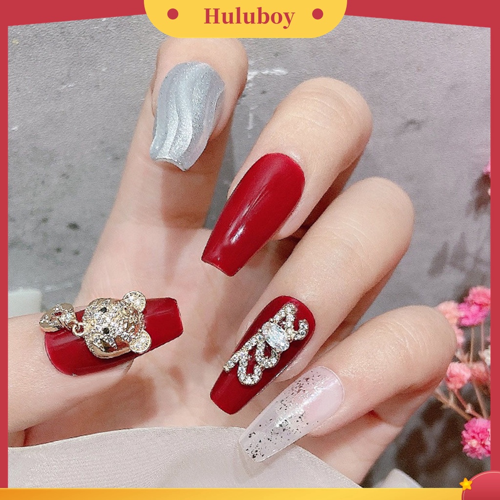Huluboy Huluboy♡ Aksesoris Perhiasan Kuku Cubic Zirconia Desain Tahun Baru Harimau 2022 Untuk Dekorasi Nail Art