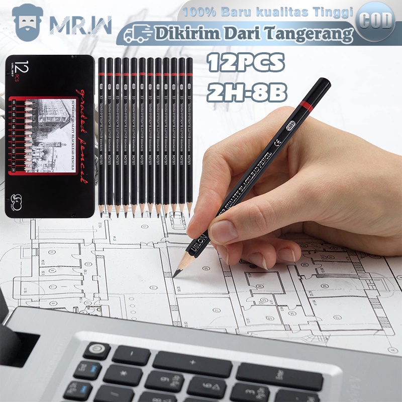 

AT Sketching Pencil Set 12pcs Pensil Gambar Sketsa Set Sketch 2H-8B Drawing Pencil Set Paiting