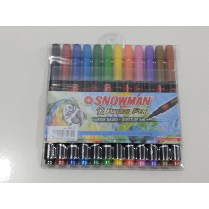 

kaligrafi-perlengkapan- snowman brush pen 12 warna -perlengkapan-kaligrafi.