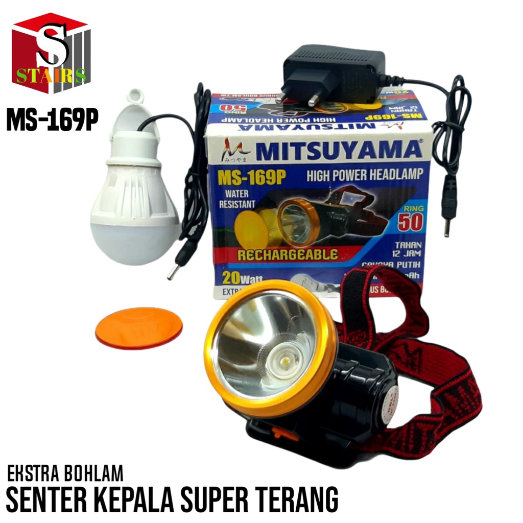 Senter Kepala LED Super Terang Tahan Air Ekstra Bohlam Gantung MS-169P