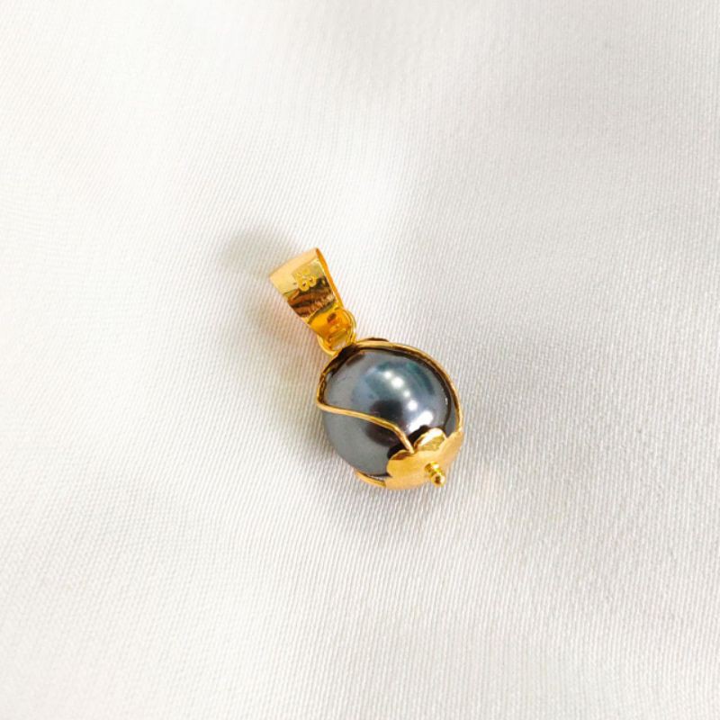 liontin mutiara black edition liontin mewah emas asli hadiah ibu