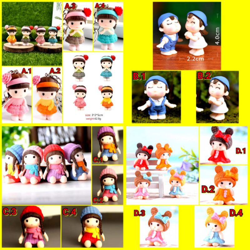GANTUNGAN KUNCI ANIME KOREA LUCU MINIATUR - KADO UNTUK TEMAN SAHABAT PASANGAN - BOY DOLL - GIRL DOLL
