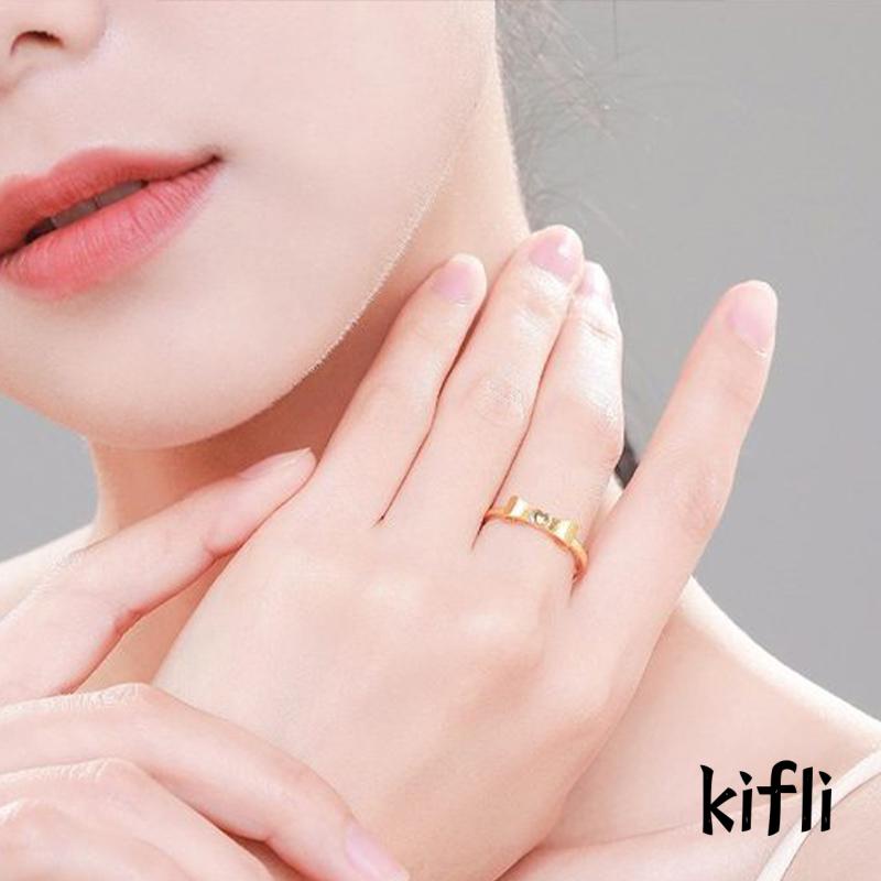 Cincin Jari Telunjuk Model Terbuka Dapat Disesuaikan Desain Pita