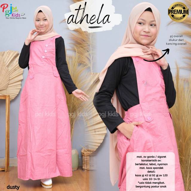 ATHELA DRESS OVERALL GRATIS INNER MANSET BY PGJ FASHION BTC