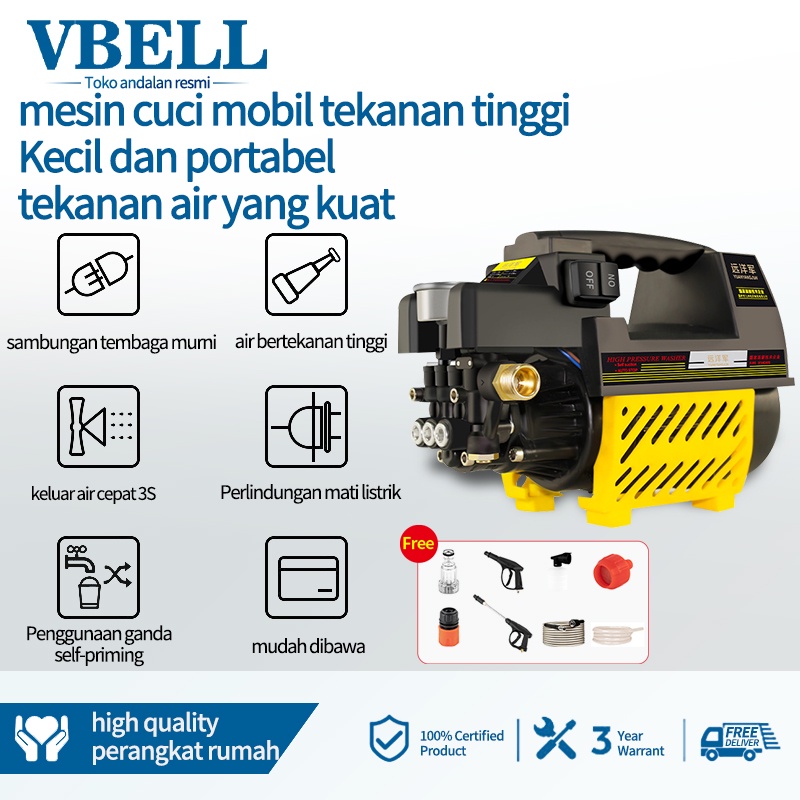 VBELL - mesin cuci mobil tekanan tinggi 220V / pressure washer/jet cleaner/Mesin cuci motor dan mobil/Mesin cuci mobil tekanan tinggi/Alat cuci motor/Pressure Washer