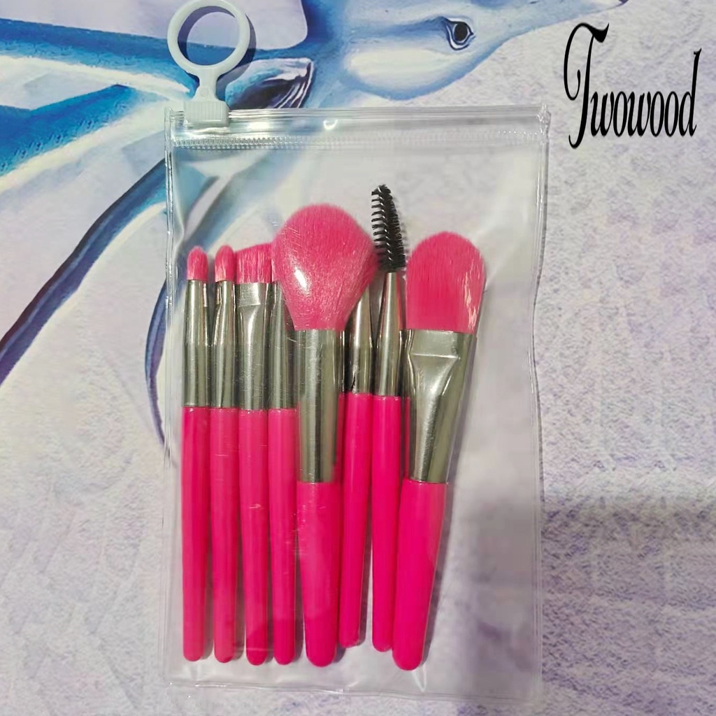 8pcs / Set Brush Makeup Foundation Portable Bahan Plastik Lembut Tahan Lama Untuk Pemula