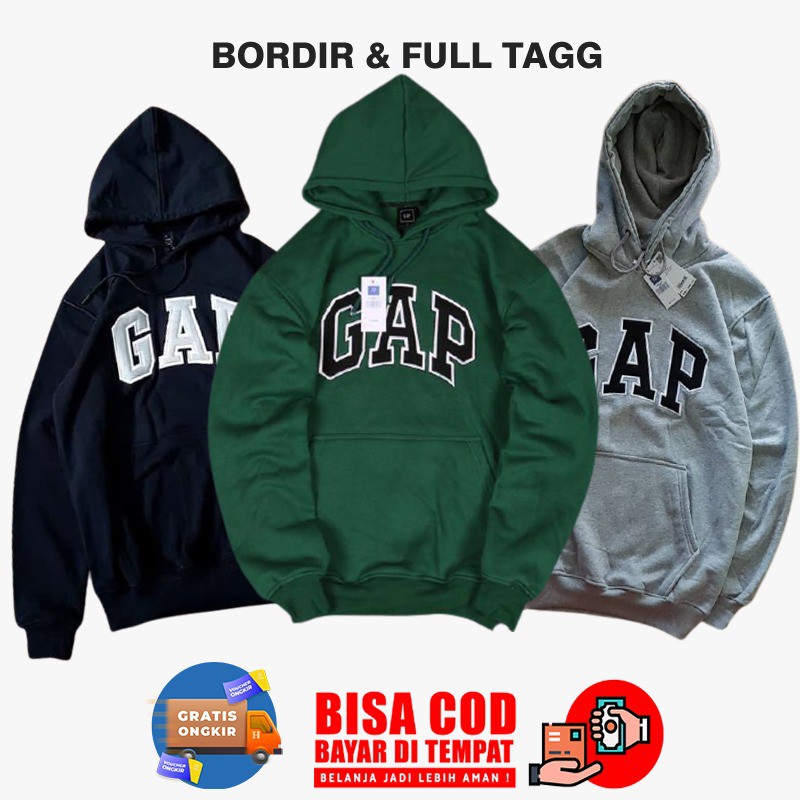 SWEATER HOODIE GAP HIJAU - HOODIE GAP FULL BORDIR PREMIUM PRIA WANITA SIZE M L XL XXL