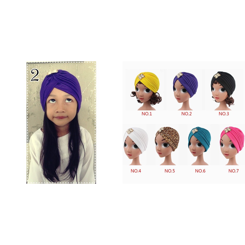 turban anak motif polos aksesoris fashion anak perempuan model muslim/india