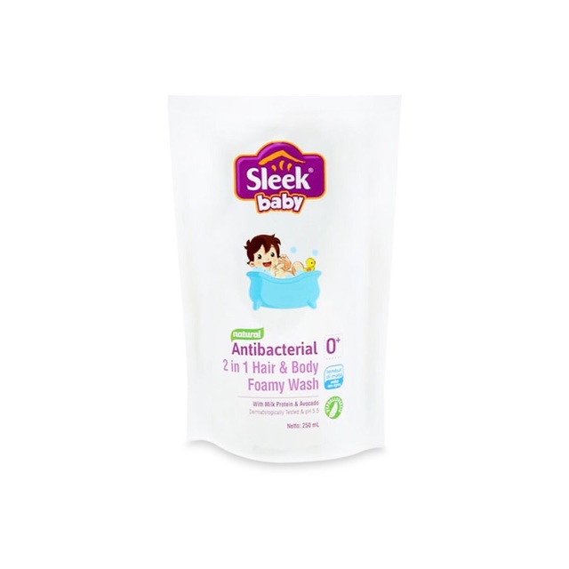 Sleek Baby - Natural Antibacterial 2 in 1 Hair and Body wash - 250 ML Sabun Dan Shampoo Bayi