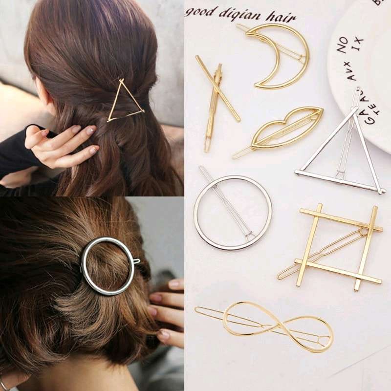 Jepit motif geometri bahan alloy jepitan rambut untuk wanita aksesoris fashion