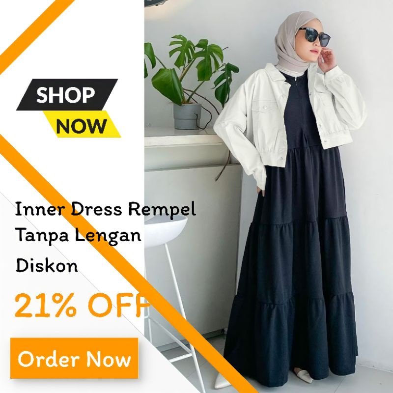 INNER DRESS REMPEL TANPA LENGAN / INNER DRESS RAYON