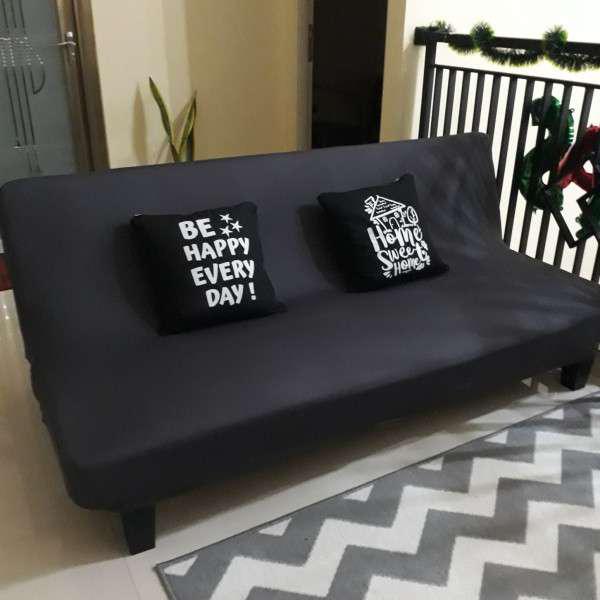 Sarung Cover Sofa Bed Polos Size M Interior Rumah Funiture Penutup Kulit Keren Terbaru