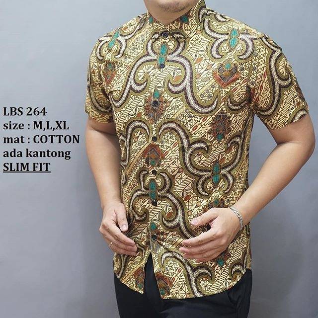 BAJU KEMEJA BATIK PRIA SLIM FIT LENGAN PENDEK LUIGI BATANI LBS 264
