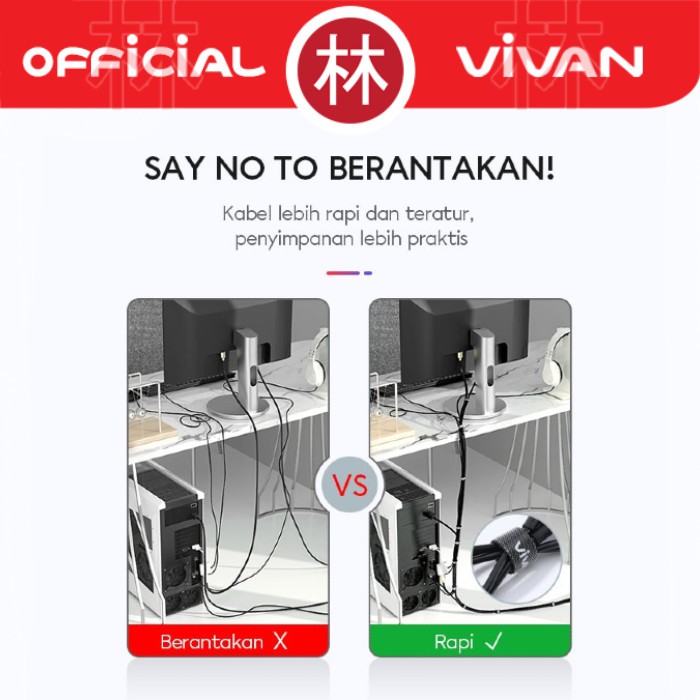 Vivan VVT02 Reusable Velcro Strap Cable Ties Perekat Pengikat 100cm