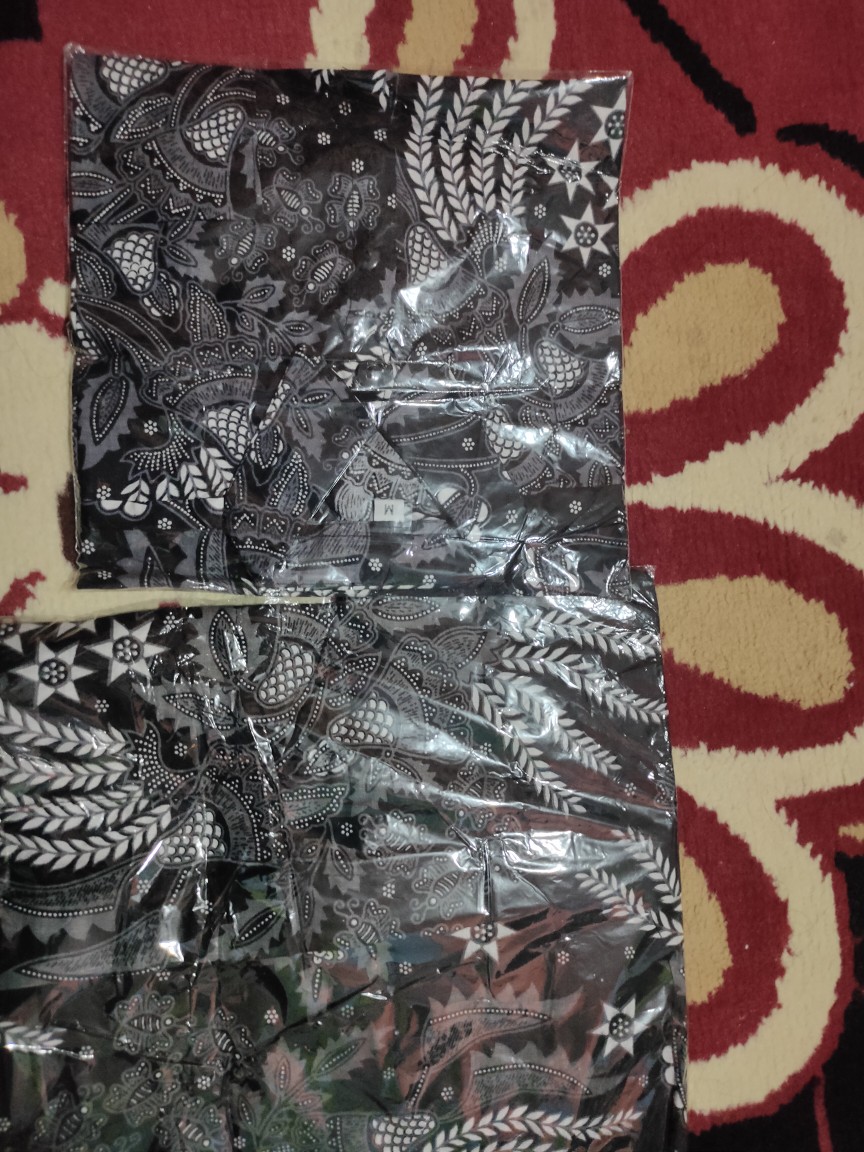 Kemeja Batik Manggar Hitam Abu