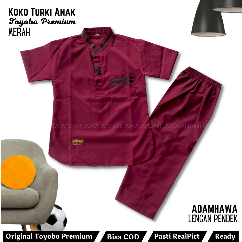 Setelan Baju  Koko Anak Turki Laki laki Umur 3-12Tahun  Set Koko Anak Muslim Lengan Pendek Alexa