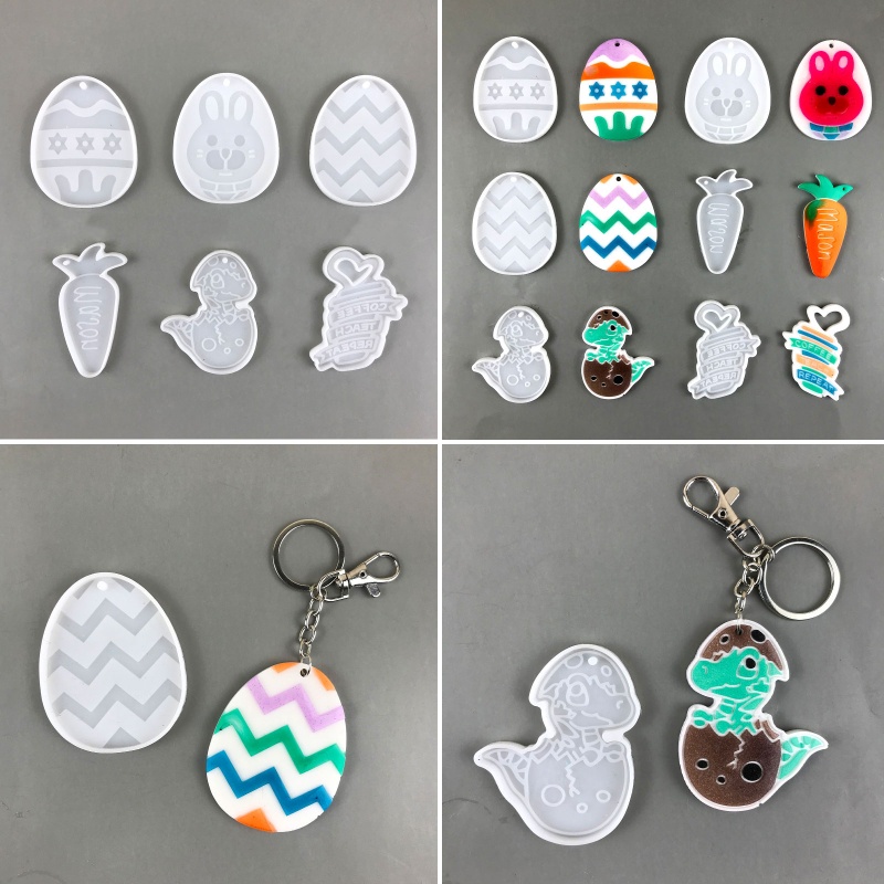 SIY  Shiny Glossy Easter Egg/Bunny/Love Coffee Cup Mold Resin Craft Easter Day Mold for DIY Keychain Necklace Charms Making