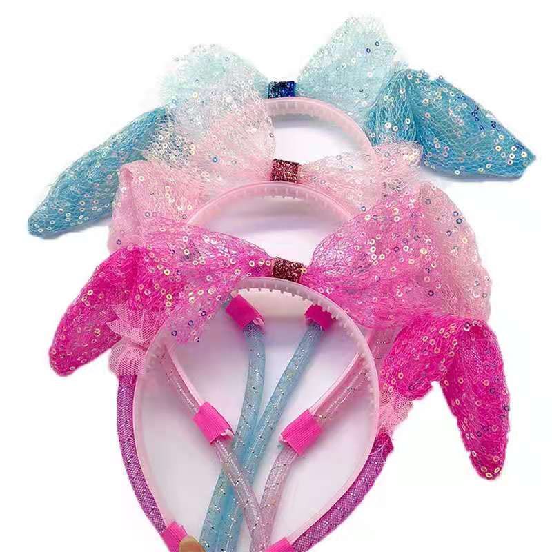 Bando bunny kelinci lampu led pelangi warna / Bando natal dan tahun baru anak