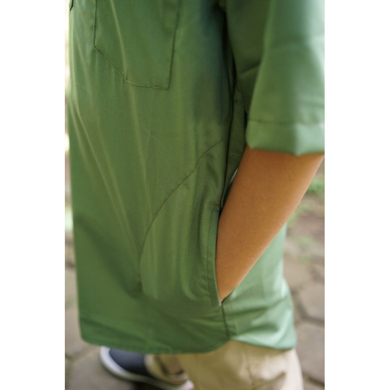 baju koko anak baju koko anak laki laki muslim kekinian lengan pendek warna hijau TNI