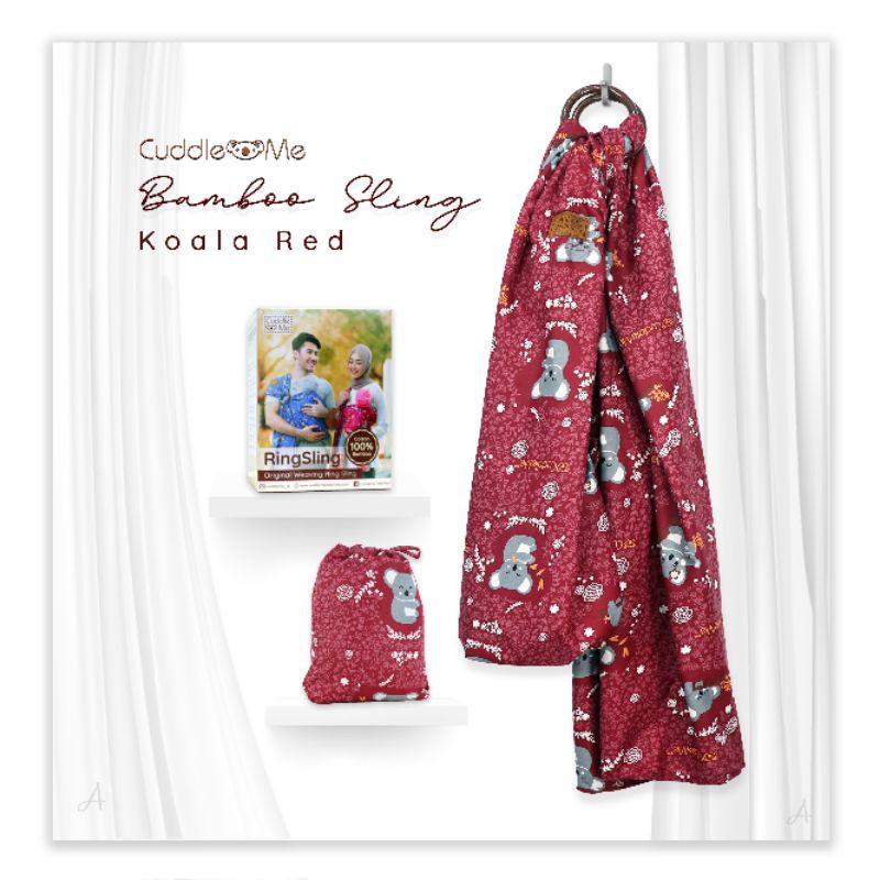 B1203 Cuddle Me Gendongan Bayi Ring Sling Bamboo Sling Ringsling Cuddleme Murah M Shape Jarik-Koala red