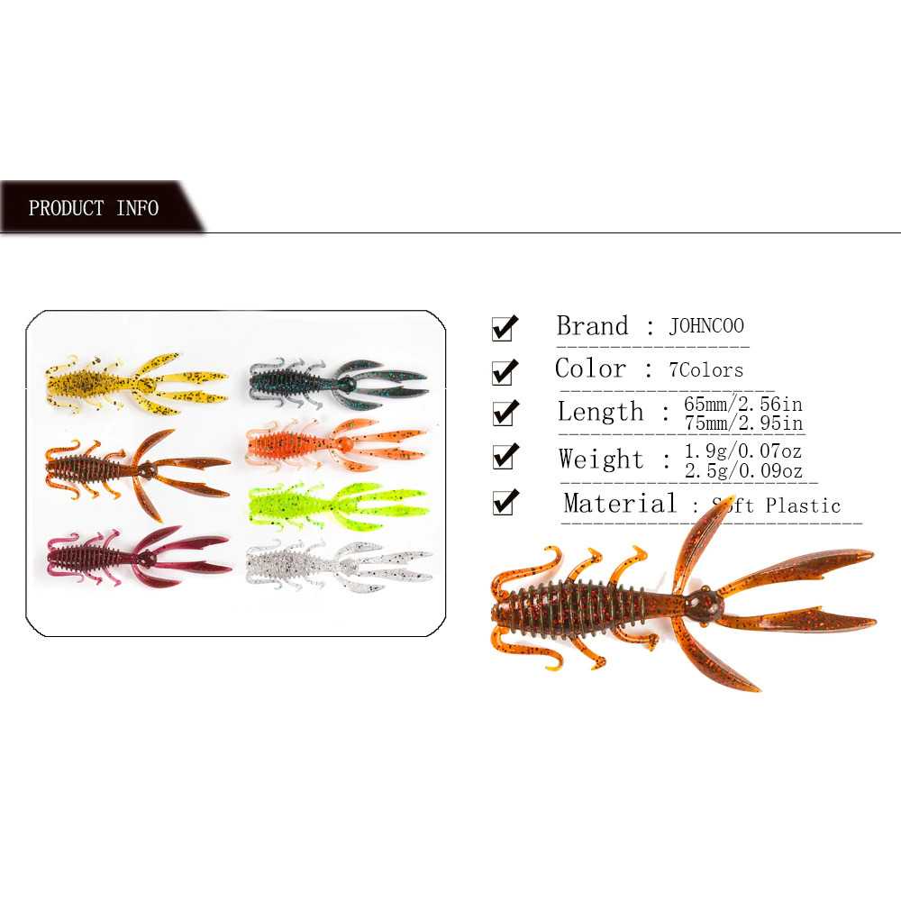 JOHNCOO Umpan Pancing Udang Kecil Shrimp Lure 65mm 10PCS JO10